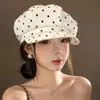 Boina Color Café para Mujer, Nuevo Estilo Otoño/Invierno 2026, Sombrero Octogonal de Boina Estilo Británico Versátil de Cuero Retro que Hace que la Cara Parezca Más Pequeña