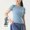 Conjunto Deportivo de Malla Suelta con Empalmes para Mujer, Top Transpirable de Cuello Redondo, Conjunto de Dos Piezas de Manga Corta Adelgazante para Yoga y Fitness