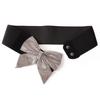 Cinturón de moda para mujer con lazo decorativo de diamantes de imitación que combina con todo, accesorios para sellar la cintura, falda ajustada elástica negra