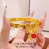 Mismo Estilo que el de la Tienda Dorada, Pulsera de Bobina Cisne 520 de Tres Vidas Tres Mundos, Pulsera Exquisita de Tres Círculos Chapada en Cobre Dorado para Mujer, Exquisita y de Moda