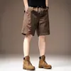 Shorts de trabalho de alta qualidade americanos pesados de cor sólida com retalhos masculinos de verão marca moderna casuais retrô de cinco pontos de comprimento médio masculinos