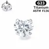 Aretes de tachuela para la cabeza de titanio puro F136 con tachuelas incrustadas de circonita en forma de corazón, tachuelas para el cartílago de la oreja, accesorios de aleación de titanio G23 con rosca externa para reemplazar la cabeza