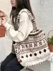 511271 Felpa Retro Gran Capacidad Estudiante Portátil Bolsa de Almuerzo Casual Bolso de Hombro Salida Bolsa para Compras Varios