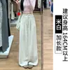 Pantalones Grises de Cemento de Pierna Ancha para Mujer, Novedad Primavera y Otoño 2026 Cintura Alta Caída Rectos para Persona Petite Estilo Yamamoto Pantalones de Traje