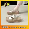 Hermosas Sandalias de Suela Gruesa para Mujer, Nuevo Estilo Verano 2026, Adecuadas para Usar con Faldas, Zapatos de Playa Romanos Deportivos con Plataforma, Talla 34