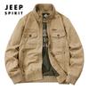 JEEP SPIRIT otoño 2021 nueva chaqueta de cuello alto lavada para hombre abrigo casual holgado para hombre 0010