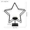 Portavelas Estrella de Cinco Puntas de Hierro Forjado Nórdico, Decoración para Ambiente de Cena a la Luz de Velas, Adornos Creativos, Venta Directa de Fábrica