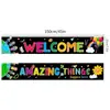 Banner Europeo y Americano Transfronterizo Nuevo Banner de Bienvenida para el Aula Temporada de Regreso a Clases Tela de Fondo Decorativa Inspiradora Decoración de Aula Poliéster