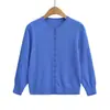 CL26191-26 Cardigan de punto básico de manga tres cuartos, cuello redondo, hombro normal, de un solo pecho, estilo coreano de otoño