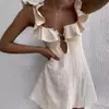 Sitio Independiente de Comercio Exterior Transfronterizo Amazon 2024 Vestido Corto Sexy con Volantes sin Tirantes Estilo Europeo y Americano Nuevo para Mujer