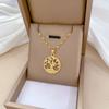 [Acero titanio] Collar elegante y lujoso con diseño de árbol de la vida, lleno de diamantes, para mujer, con cadena de clavícula que combina con todo, de acero titanio.