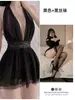 Lencería Sexy Cuello Halter Malla Transparente Espalda Descubierta Camisón Sexy Diversión en Pareja Lencería Pijamas Sexy para Mujer 318