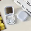 Liquidación de Stock~Estuche para Lentes de Contacto Color Crema, Caja de Cuidado para Lentes de Contacto con Espejo, Estuche Compañero As2552