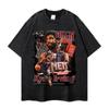 Camiseta de Manga Corta Pesada Lavada Estilo Antiguo con Estampado de Estrellas Moda Urbana Hip-Hop Marca Americana de Alta Moda Camiseta Tee