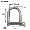 Grillete ancho de acero inoxidable, herrajes marinos, grillete tipo D con cierre de seguridad, accesorios para cadenas, conector de anillo de elevación