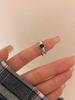 Anillo de calcedonia blanca ojo de gato verde Maillard Piedra ojo de tigre anudado doble capa anillo abierto lujo ligero diseño simple anillo anillo