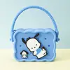 Monedero de silicona con forma de cueva cuadrada para niños, bolso cruzado para caminar, divertido y bonito bolso de silicona para cambio.