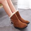 Botas Curtas Femininas Outono e Inverno Novo Estilo Solado Plano Altura Interna Quentes Cor Sólida Botas de Neve Moda Versátil Antiderrapante Botas de Algodão para Mulheres