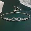 Pulsera de Diamante Infinito de 8 caracteres Chapada en Plata, Pulsera Sencilla de Temperamento Nicho para Mujer, Pulsera de Alta Gama Ajustable para Mujer