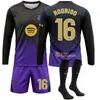 2627 Camiseta de fútbol de manga larga de visitante del nuevo Barcelona de Rodri, negra y morada, número 10, Yamal, Messi