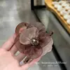 Presilha de Cabelo de Rede Cor de Café com Laço Floral, Acessório de Cabelo Requintado e de Alta Qualidade, Presilha de Mola para a Parte de Trás da Cabeça, Presilha para Rabo de Cavalo