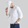 Camiseta Básica Gola Redonda Outono 2024 Tendência Tamanho Plus Size Elástica Amiga da Pele Top Interno Camiseta Masculina Manga Longa Fina