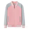 Par Combinando Cores Anti-pilling Siro Fio Espesso Composto Fleece Polar Manga Raglan Zíper Jaqueta Conjunto Baseball Estampa