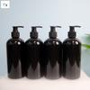 Producción de Fábrica Personalizada Negra Redonda al Hombro Botella PET Engrosada 500ml Botella Dispensadora de Loción de Presión Botella de Plástico para Cosméticos
