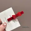 Grampo de Cabelo Laço Veludo Vermelho de Ano Novo para Mulheres, Presilha para Franja Lateral, Acessório de Cabelo Estilo Princesa 2026