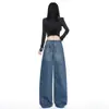 Pantalones de pierna ancha de diseño relajado y casual, pantalones vaqueros holgados y fluidos de tendencia nicho, pantalones hasta el suelo, admite envío directo