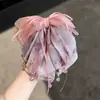 Lindo Prendedor de Cabelo com Laço de Fita de Seda para Rabo de Cavalo Alto com um Toque Elegante e Estiloso, Presilha de Cabelo da Moda para Cabelo Semi-Preso na Parte de Trás da Cabeça