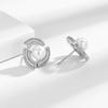 Moda Europea y Americana Transfronteriza Exagerada Lujo Cobre con Incrustaciones Zircón Aretes de Perlas Lujo Accesible Forma de Abanico Diamante Completo Aretes Exquisitos
