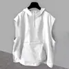 Chaleco de Color Sólido sin Mangas con Media Cremallera para Hombre, Estilo Simple de Ropa de Trabajo con Capucha, Top Chaleco Versátil Casual para Viajero