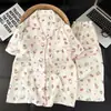 Novo Pijama Ins Fofo Estilo Japonês para Mulheres Plus Size, Estilo Primavera e Verão, Pode Ser Usado Fora de Casa, Conjunto de Três Peças de Roupa de Casa Soltinha