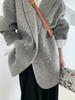 Estilo Suave y Acogedor 2026 Primavera y Otoño Abrigo Corto de Cachemira Doble Cara para Mujer, Blazer de Lana Holgado Estilo Coreano