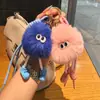 Lindo Conejo Rex Sintético de Piernas Largas Bolita de Carbón Nube Bolso Llavero Colgante Peluche Adorno para Coche Llavero