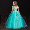 Item de Venda Quente no Comércio Exterior Transfronteiriço 2026 Vestido Formal para Meninas Vestido de Tule Longo Flor de Renda Daminha Vestido de Casamento Vestido Princesa Bufante