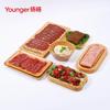 Platos de Melamina Imitación Madera para Uso Comercial en Restaurantes de Hot Pot, Platos para Barbacoa, Platos para Buffet, Platos Rectangulares Especiales para Carne de Res, Vajilla de Plástico