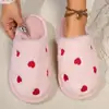 Pantuflas de Algodón Cerradas Gruesas y Cálidas con Suela Gruesa para Mujer, Forma de Corazón, Transfronterizas, para Otoño e Invierno, Interiores y Exteriores, Espuma
