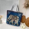 Bolsa de Hombro Thai Transfronteriza con Elefante Bordado Moda para Mujer Nueva Bolsa de Lona Portátil de Gran Capacidad para Mujer
