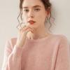 Suéter de Cashmere com Gola Redonda, Ombro Caído Solto para Mulheres, Novo Outono e Inverno 2026, Suéter Básico de Tricô Espesso, Suéter Simples de Puxar
