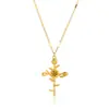 Colar de Flor de Dezembro Banhado a Ouro Mais Vendido da Amazon 12 Flores de Aniversário Estéreo Colar Cruz Presente de Feriado