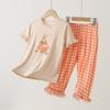Pijama Modal para Niñas Verano Delgado Seda de Coco Traje de Manga Corta Ropa para Aire Acondicionado Ropa para el Hogar para Niños Categoría a Niñas