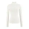 Camiseta de Manga Larga con Cuello Medio Cepillado Otoño e Invierno, Top Ajustado Femenino Interior, Camiseta Básica Corta Estilo Puro Lust