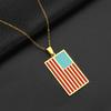 Amazon Wish Gran Venta Creativo Geométrico Europeo y Americano Acero de Titanio Colgante Bandera Americana Rectangular Personalidad Collar Al Por Mayor