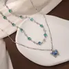 Acessórios de Colar Borboleta de Camada Dupla de Verão para Mulheres, Luxo Leve, Nicho, Colar de Alta Qualidade, Acessórios de Colar Gargantilha