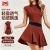 Conjunto Deportivo de Tenis y Golf Europeo y Americano, Camisa Polo con Cuello, Camiseta de Fitness para Exteriores, Top, Falda Corta, Conjunto Ligero de Dos Piezas