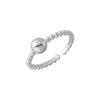 Anillo de Plata de Ley 925 Anillo de Frijol para Mujer Anillo de Dedo Simple Abierto de Bola Sólida Joyería Apilable para Mezclar y Combinar 5153