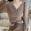 Nuevo Abrigo Cárdigan Suave y Pequeño Otoño/Invierno para Mujer Cuello Suéter Tejido Cintura Alta Ropa Exterior Suéter Blanco Talla Única Negro