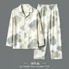 Pijama para hombre de manga larga, tipo algodón, nuevo estilo otoño/invierno, hecho de algodón, se puede usar como ropa exterior, diseño de frente abierto, adecuado para principios de primavera, conjunto de hombre, delgado